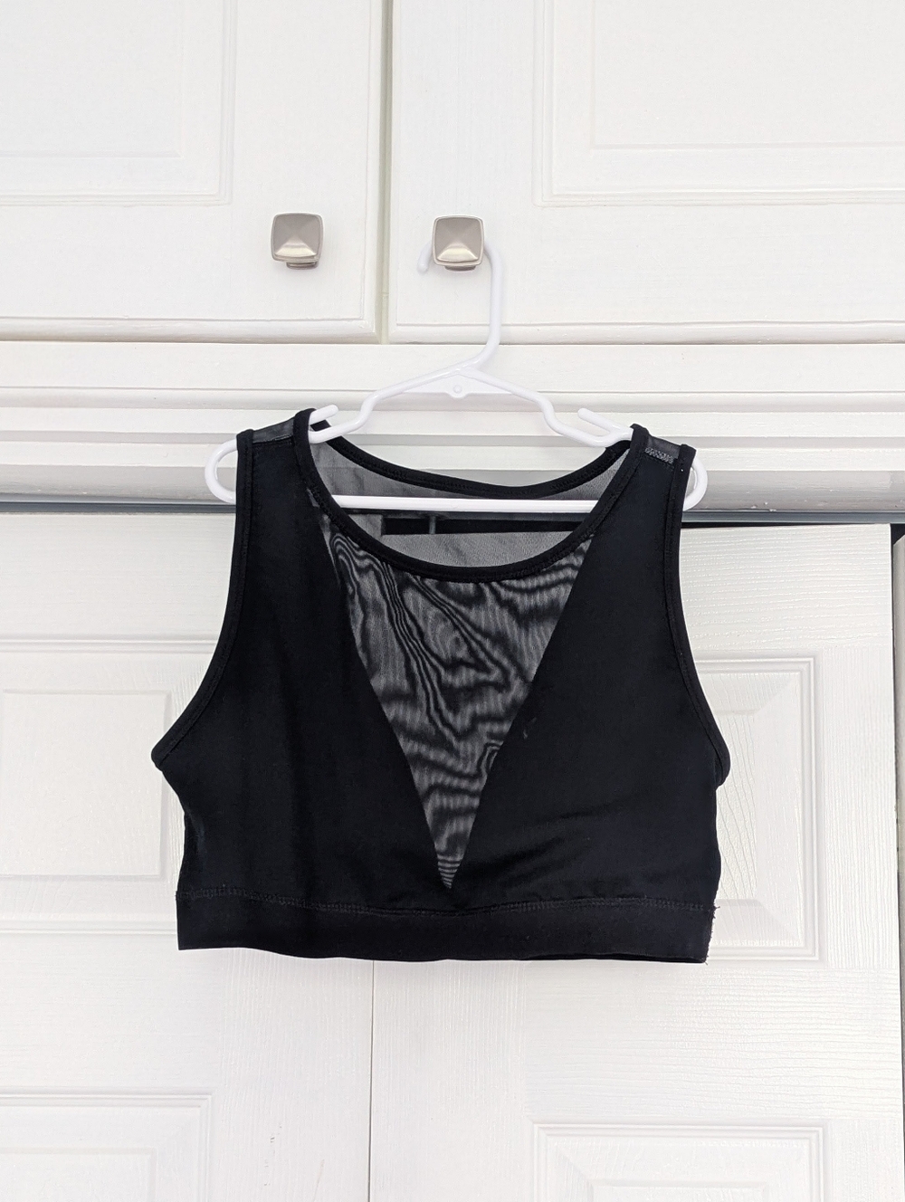90 Degree by Reflex Black Sheer Mesh Back Sports Bra | Medium